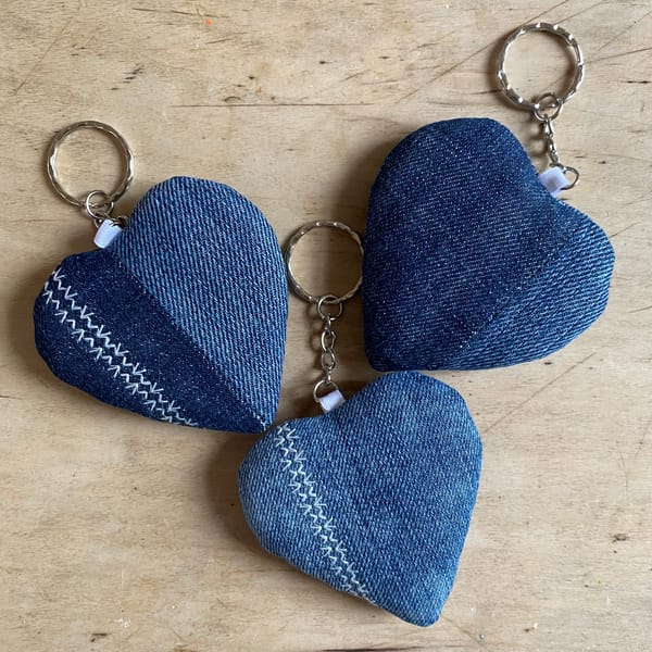 Denim heart keyrings